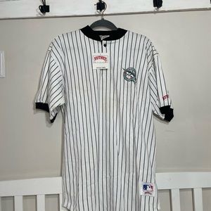 Vintage 90s Nutmeg Florida Marlins Pinstriped Jersey shirt!